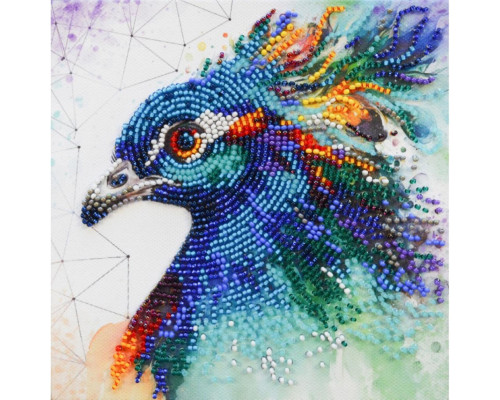 Набір-міні для вишивання бісером "Поважний павич" AM-253, 15х15 см