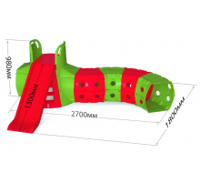 Детская Горка с тоннелем DOLONI-TOYS 01470/, 3 разных цвета Красно-зеленая