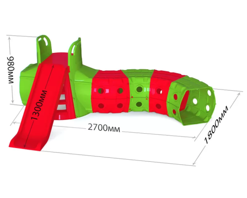 Дитяча Гірка з тунелем DOLONI-TOYS 01470 /, 3 різних кольори  Червоно-зелена