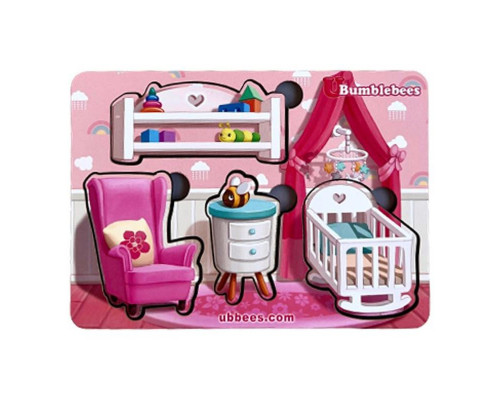 Дерев'яний пазл-вкладиш "Меблі-1" Ubumblebees (ПСФ120) PSF120 фон із підказкою