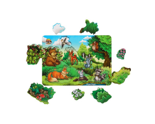 Деревянный сортер-пазл "А где звери?" Ubumblebees (ПСФ002) PSF002 серия "лес"