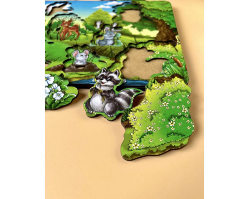 Деревянный сортер-пазл "А где звери?" Ubumblebees (ПСФ002) PSF002 серия "лес"