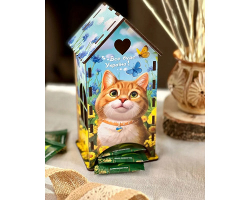 Чайный домик "Рыжий котик" Ubumblebees (ПСФ156) PSF156 деревянный