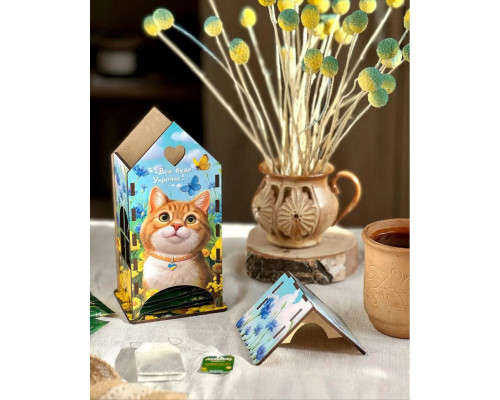 Чайный домик "Рыжий котик" Ubumblebees (ПСФ156) PSF156 деревянный