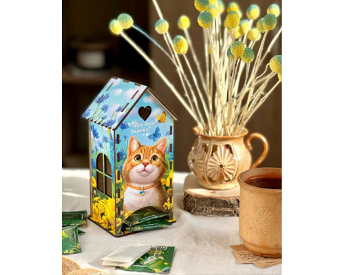 Чайный домик "Рыжий котик" Ubumblebees (ПСФ156) PSF156 деревянный