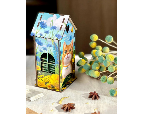 Чайный домик "Рыжий котик" Ubumblebees (ПСФ156) PSF156 деревянный