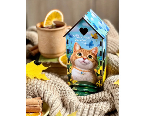 Чайный домик "Рыжий котик" Ubumblebees (ПСФ156) PSF156 деревянный