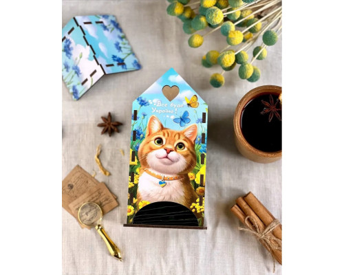 Чайный домик "Рыжий котик" Ubumblebees (ПСФ156) PSF156 деревянный