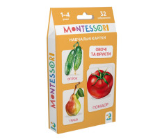 Детский набор учебных карточек Монтессори "Овощи и фрукты" 301232, 32 изображения