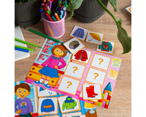 Дидактична гра "Весняний одяг" 15211020, 2 поля для гри, 24 картки