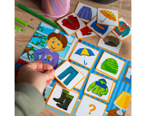 Дидактична гра "Весняний одяг" 15211020, 2 поля для гри, 24 картки