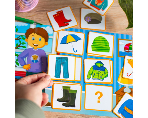 Дидактична гра "Весняний одяг" 15211020, 2 поля для гри, 24 картки