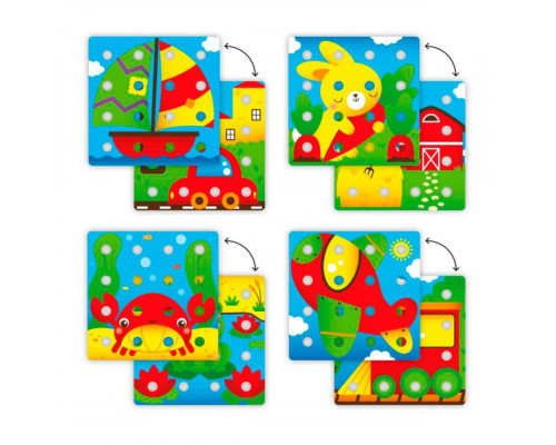 Розвиваючий набір мозаїки 2 в 1 Quercetti 2270-Q 16 фішок, 4 картки, 4 основи