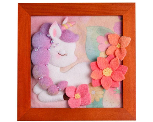 Набір для валяння голкою "Єдиноріг" YG0252 рамка 18х18 см, дерево