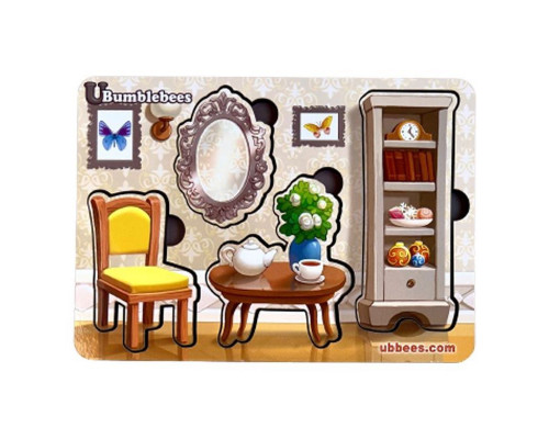 Дерев'яний пазл-вкладиш "Меблі-2" Ubumblebees (ПСФ121) PSF121 фон із підказкою