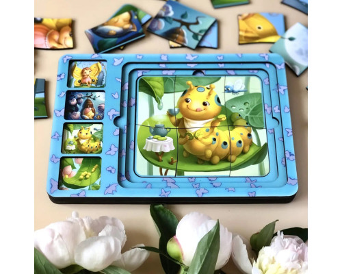 Деревянная настольная игра "Этапы развития бабочки" Ubumblebees (ПСФ017) PSF017 сортер-пазл