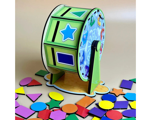 Деревянный сортер "Барабан" Ubumblebees (ПСФ135) PSF135 геометрические фигуры