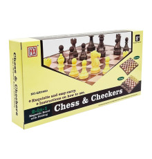 Набір настільних ігор "Шахи та шашки" 2 в 1 QX2680, 25х15х4 см, 48 фігур