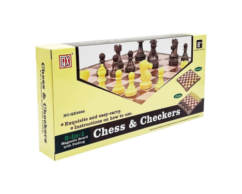 Набір настільних ігор "Шахи та шашки" 2 в 1 QX2680, 25х15х4 см, 48 фігур