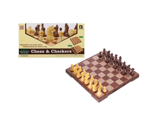 Набір настільних ігор "Шахи та шашки" 2 в 1 QX2680, 25х15х4 см, 48 фігур