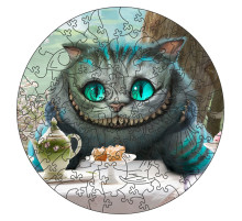 Фигурный пазл из дерева "Алиса Чеширский кот" PZ001-A3W-AC 180-250 деталей, А3 с мешочком и лентой