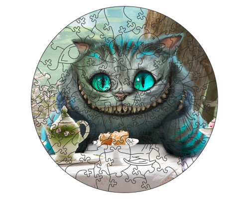 Фигурный пазл из дерева "Алиса Чеширский кот" PZ001-A3W-AC 180-250 деталей, А3 с мешочком и лентой