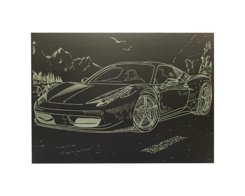 Гравюра А4 "Спорткар-1" ГрА4-8з економ варіант в пакеті 29,7х21 см