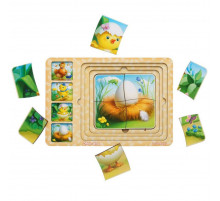 Дерев'яна настільна гра "Етапи розвитку курочки" Ubumblebees (ПСФ018) PSF018 сортер-пазл