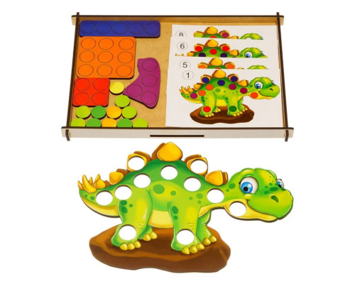 Деревянная мозаика "Динозаврик" Ubumblebees (ПСД193) PSD193, 8 карт с заданиями