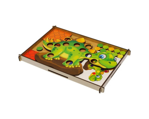 Деревянная мозаика "Динозаврик" Ubumblebees (ПСД193) PSD193, 8 карт с заданиями