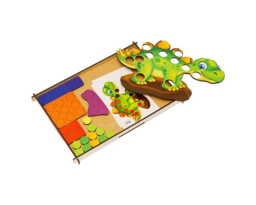 Деревянная мозаика "Динозаврик" Ubumblebees (ПСД193) PSD193, 8 карт с заданиями