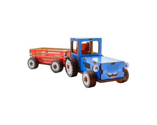 Дитячий дерев'яний 3D конструктор "Трактор" Puz-00933, 69 деталей