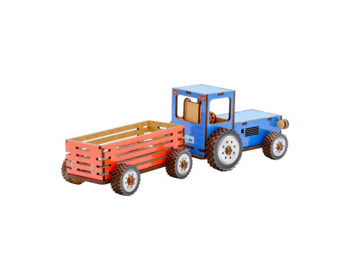 Дитячий дерев'яний 3D конструктор "Трактор" Puz-00933, 69 деталей