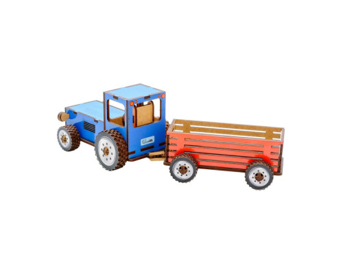 Дитячий дерев'яний 3D конструктор "Трактор" Puz-00933, 69 деталей