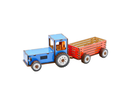 Дитячий дерев'яний 3D конструктор "Трактор" Puz-00933, 69 деталей