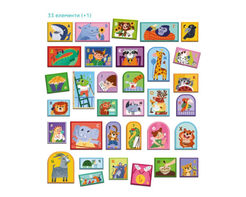 Магнітна дошка "Абетка" 200294, 1 магнітна дошка на шнурку, 33 магніта