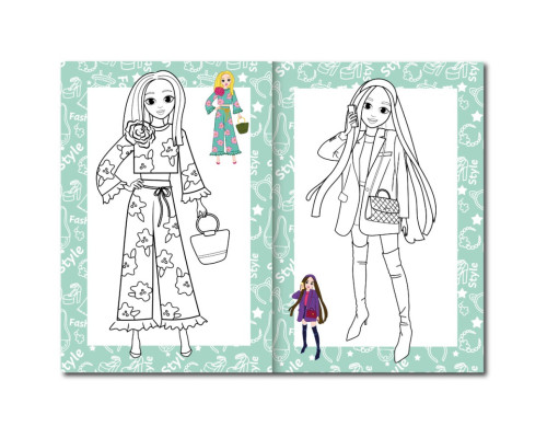 Книжка розмальовка "Модниці" РМ-48-36 с цветными подсказками