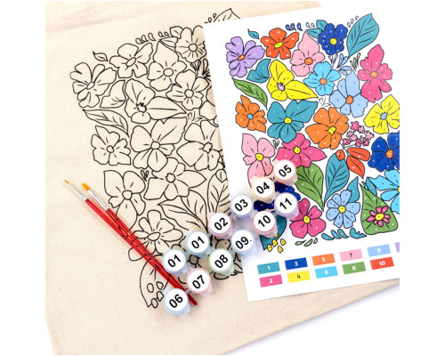 Набір для творчості екосумка-розмальовка "Funny flowers" N0003647 розмір 38х42 см