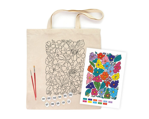 Набір для творчості екосумка-розмальовка "Funny flowers" N0003647 розмір 38х42 см