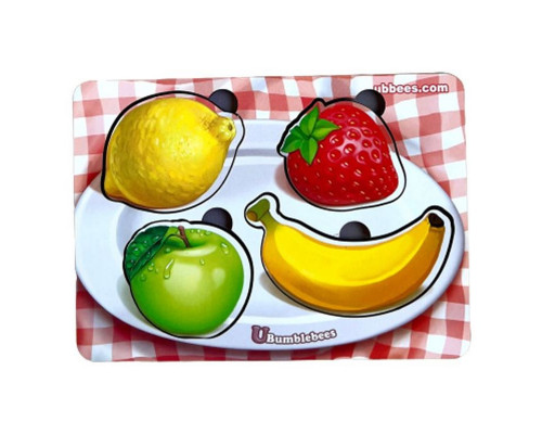 Деревянный пазл-вкладыш "Фрукты" Ubumblebees (ПСФ123) PSF123 фон с подсказкой