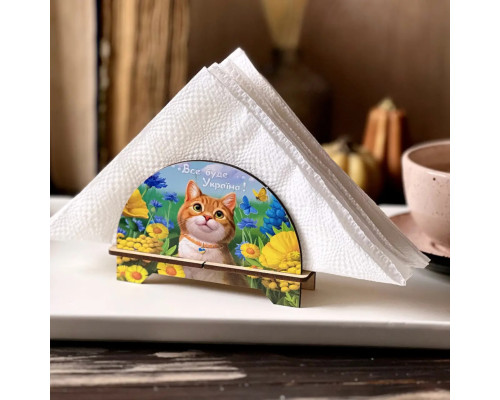 Деревянная салфетница "Рыжий котик" Ubumblebees (ПСФ153) PSF153 декоративная