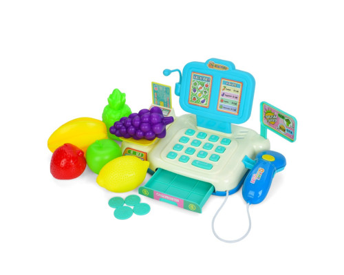 Детский игровой кассовый аппарат 682-2A-2B(Blue) сканер, деньги, продукты