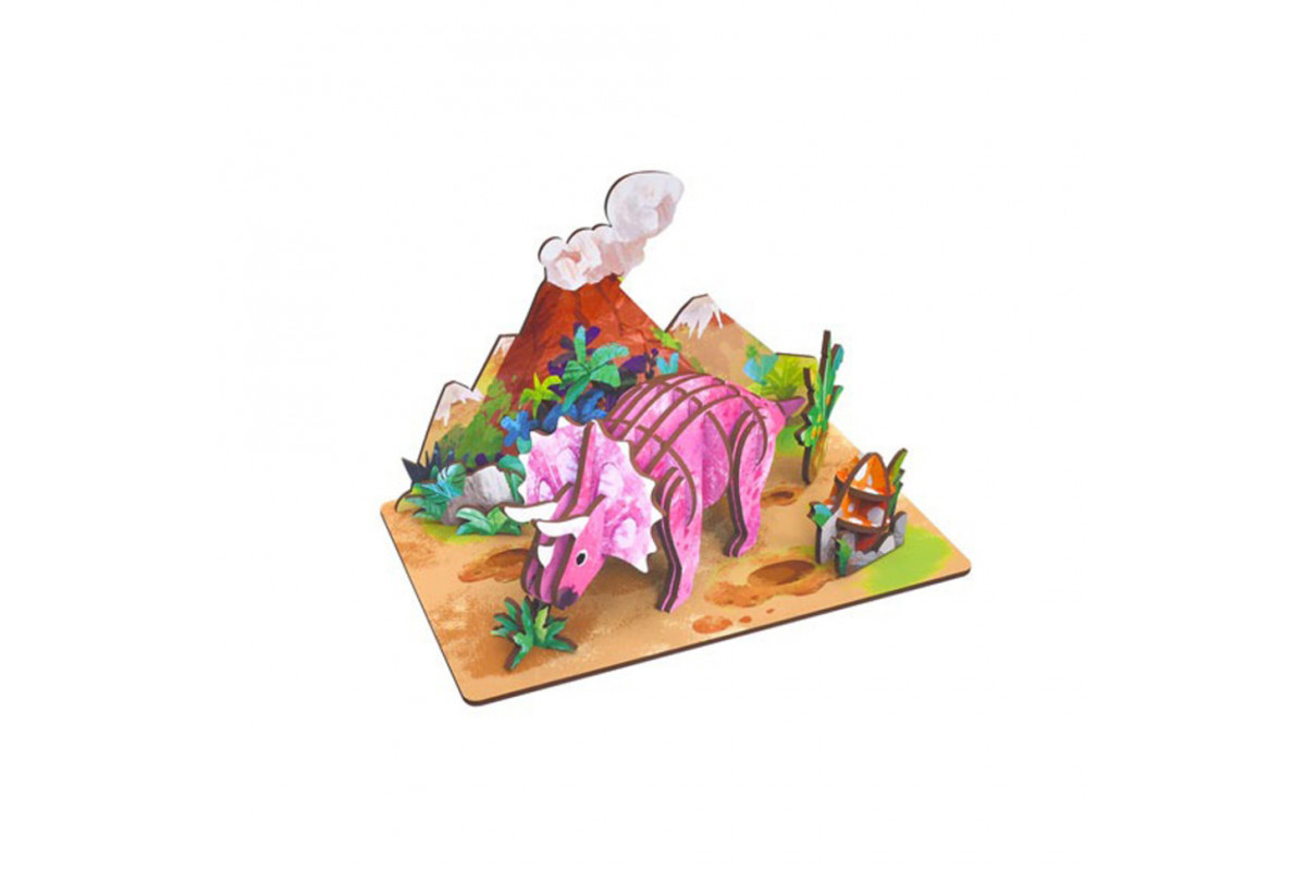 Дерев'яний пазл 3D "Triceratops" 68046W 34 деталі