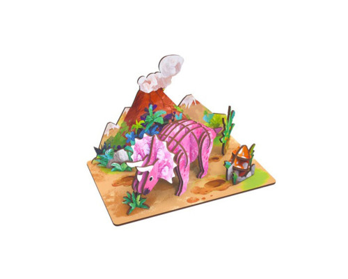 Дерев'яний пазл 3D "Triceratops" 68046W 34 деталі