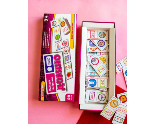 Дитяча настільна гра "Доміно. Вивчаємо час" 10120209, 28 фішок