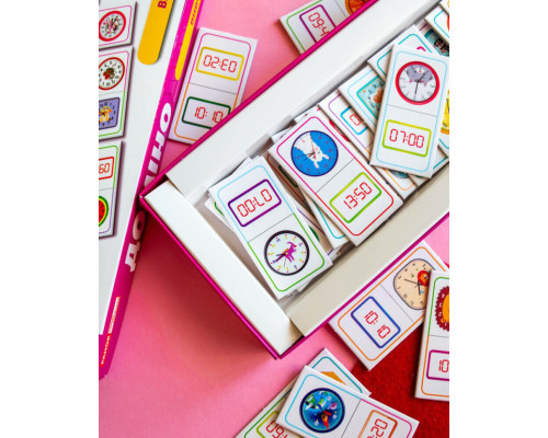 Дитяча настільна гра "Доміно. Вивчаємо час" 10120209, 28 фішок