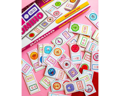 Дитяча настільна гра "Доміно. Вивчаємо час" 10120209, 28 фішок