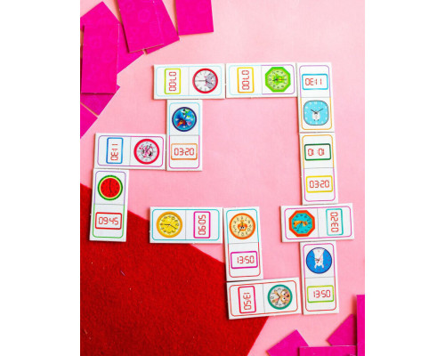 Дитяча настільна гра "Доміно. Вивчаємо час" 10120209, 28 фішок