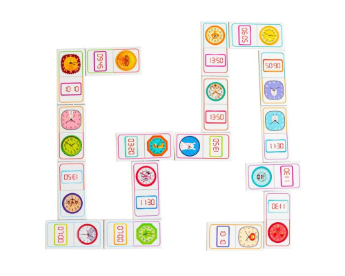 Дитяча настільна гра "Доміно. Вивчаємо час" 10120209, 28 фішок