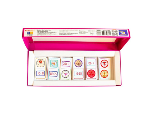 Дитяча настільна гра "Доміно. Вивчаємо час" 10120209, 28 фішок